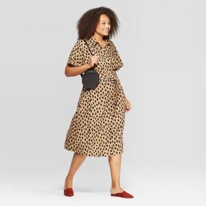 Cheetah Button Down Belted Dress